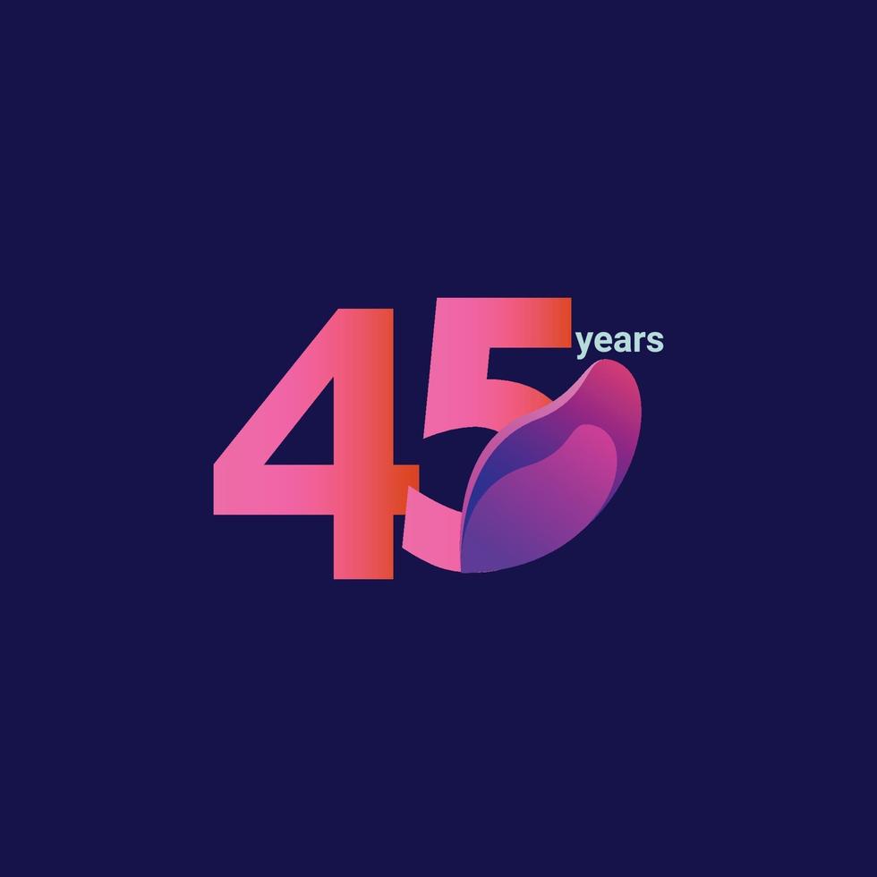 45 Years Anniversary Celebration Vector Template Design Illustration