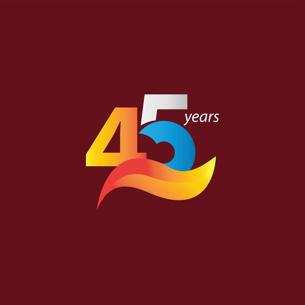 45 Years Anniversary Celebration Vector Template Design Illustration