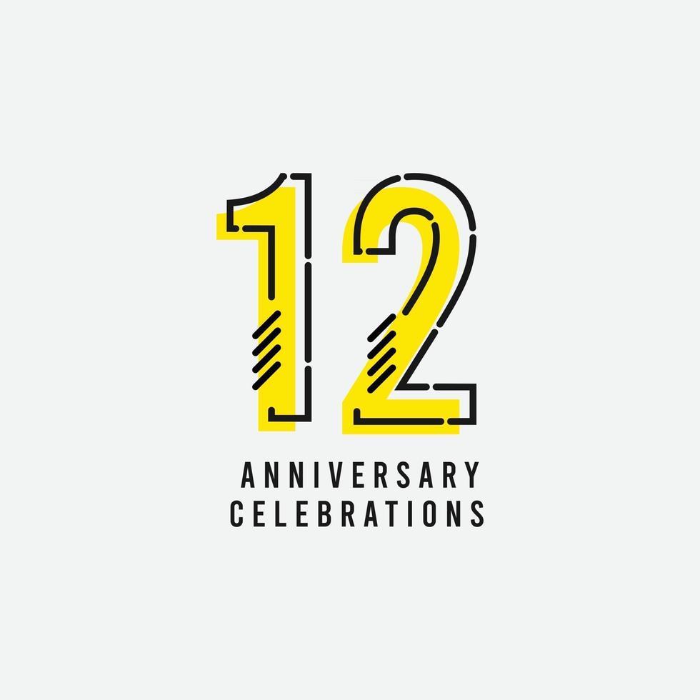 12 Years Anniversary Celebration Vector Template Design Illustration