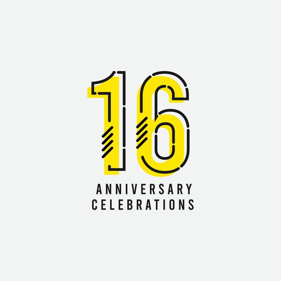 16 Years Anniversary Celebration Vector Template Design Illustration