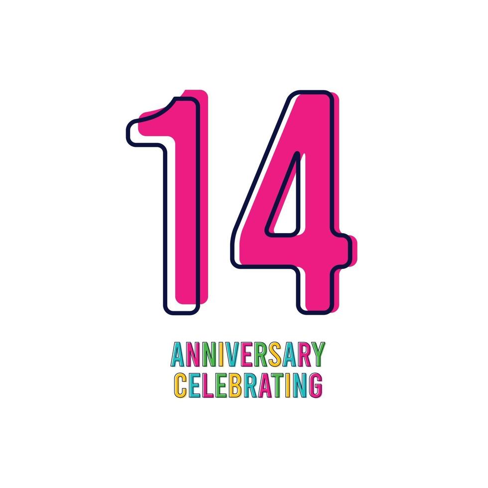 14 Years Anniversary Celebration Vector Template Design Illustration