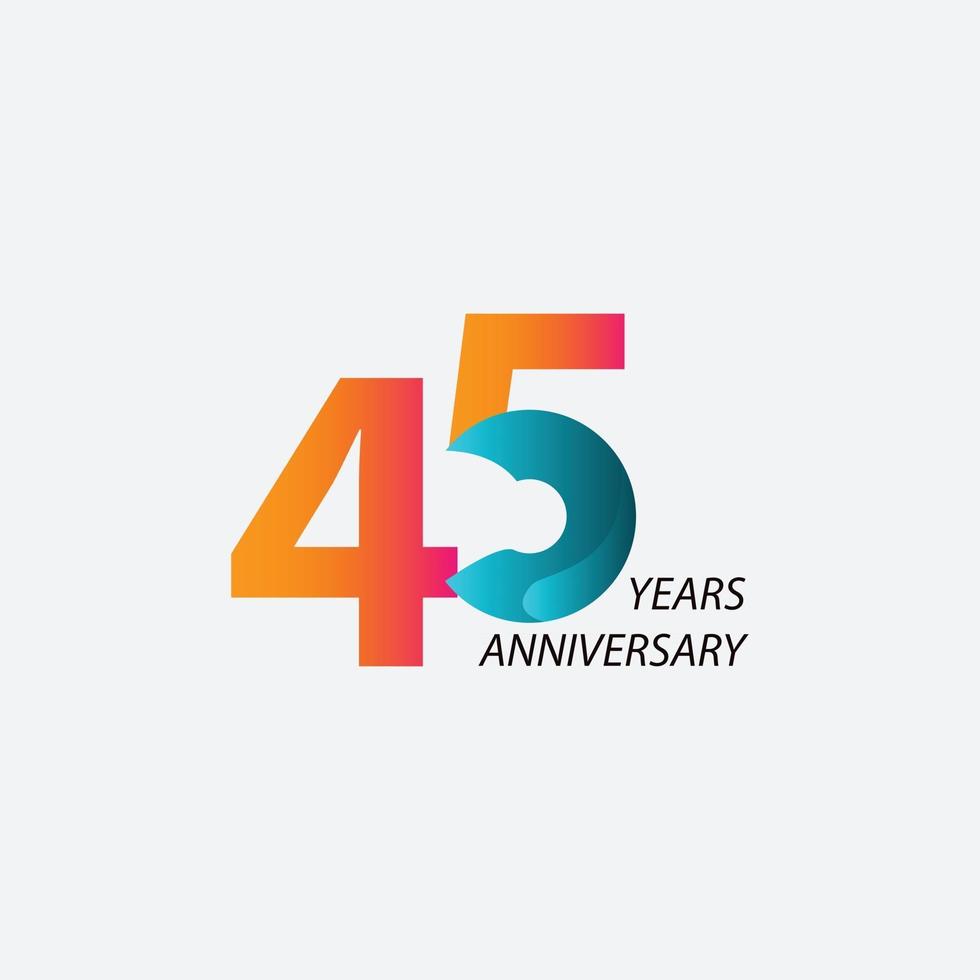45 Years Anniversary Celebration Vector Template Design Illustration