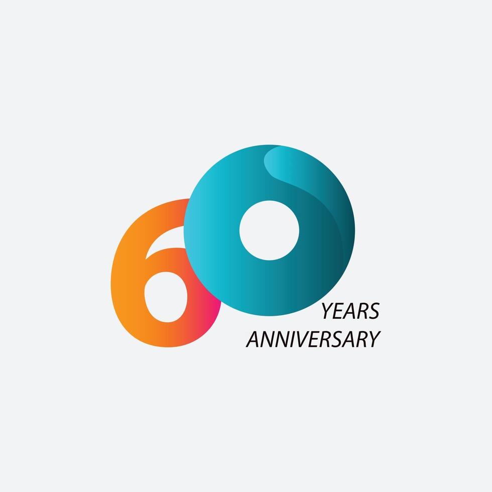 Ilustración de diseño de plantilla de vector de celebración de aniversario de 60 años