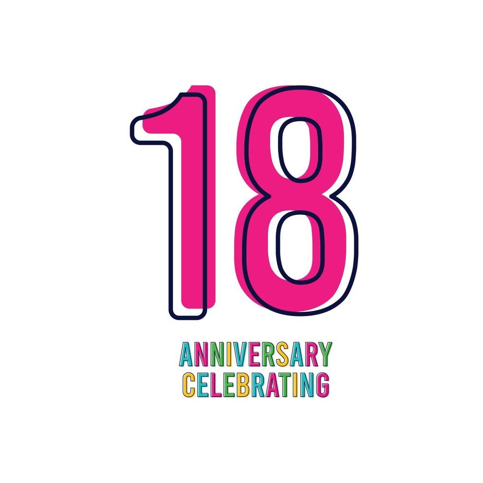 18 Years Anniversary Celebration Vector Template Design Illustration
