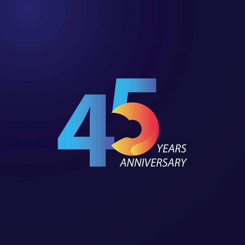 45 Years Anniversary Celebration Vector Template Design Illustration