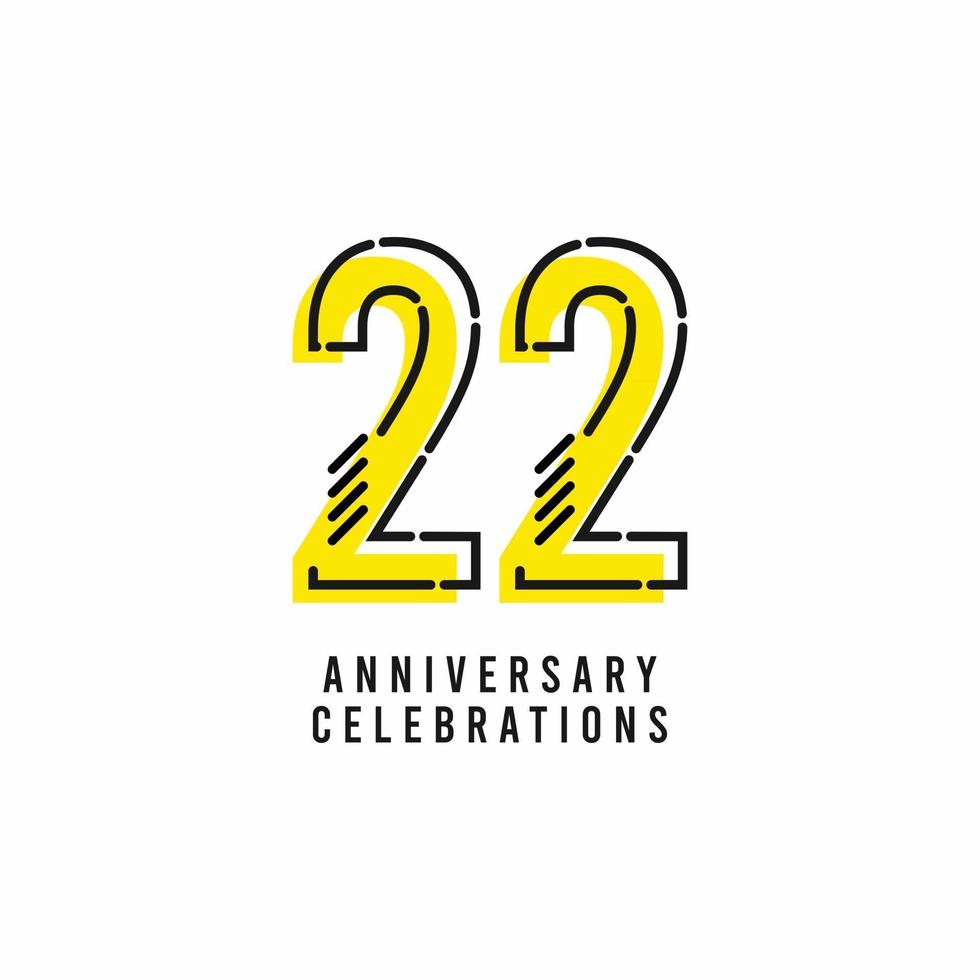 22 Years Anniversary Celebration Vector Template Design Illustration