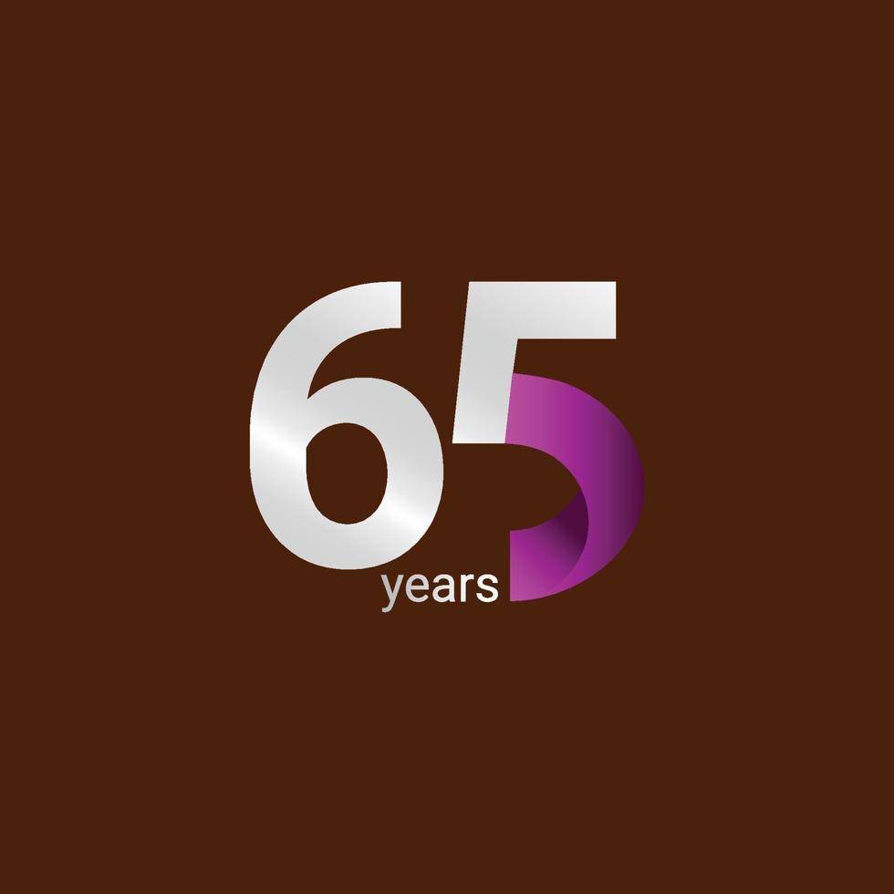 Ilustración de diseño de plantilla de vector de celebración de aniversario de 65 años