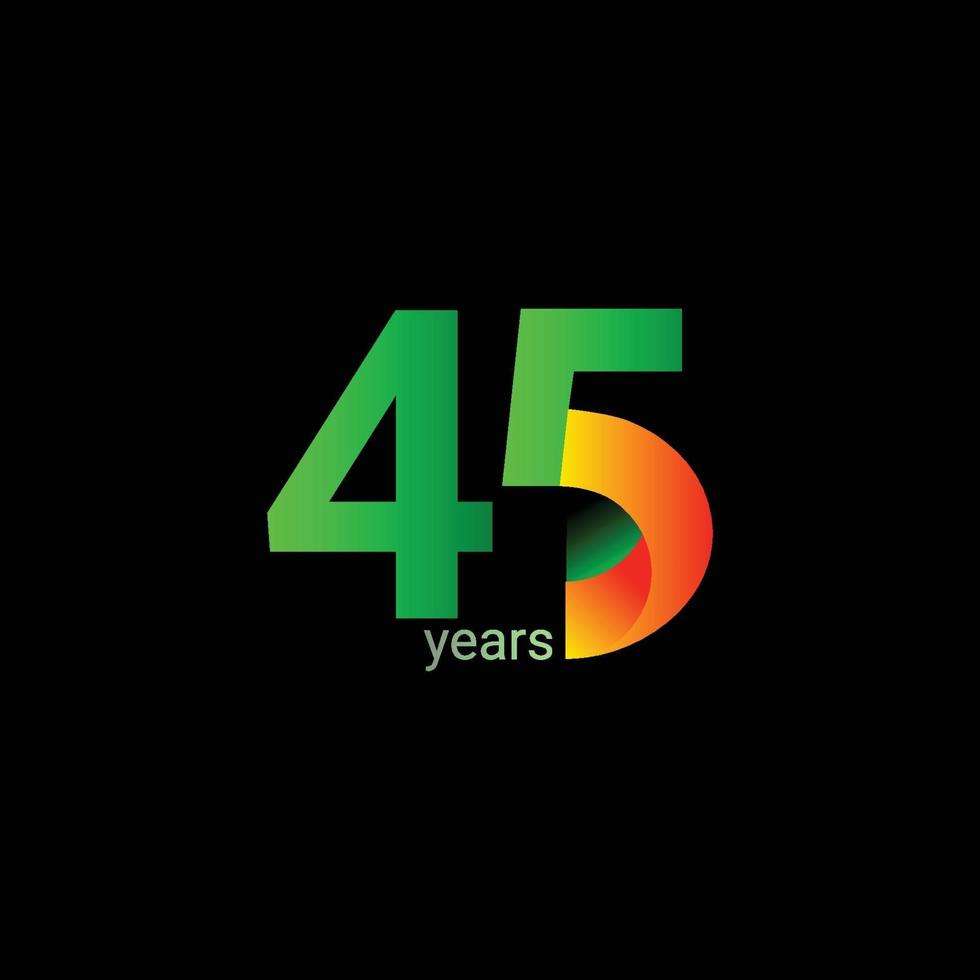 Ilustración de diseño de plantilla de vector de celebración de aniversario de 45 años
