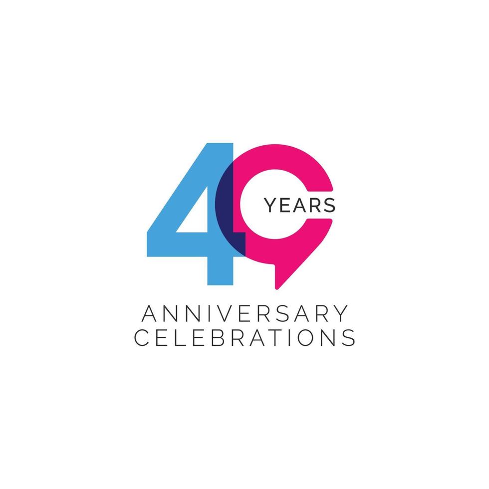 40 Years Anniversary Celebration Vector Template Design Illustration
