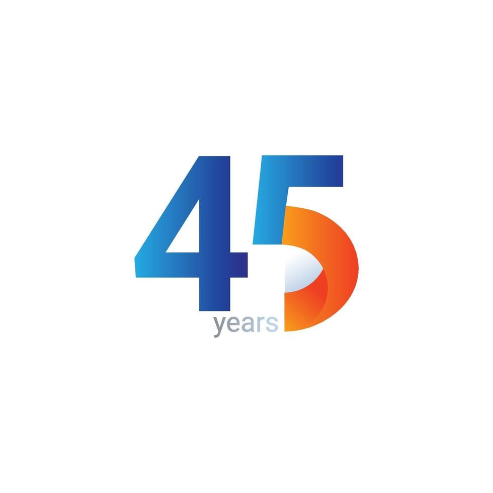 45 Years Anniversary Celebration Vector Template Design Illustration