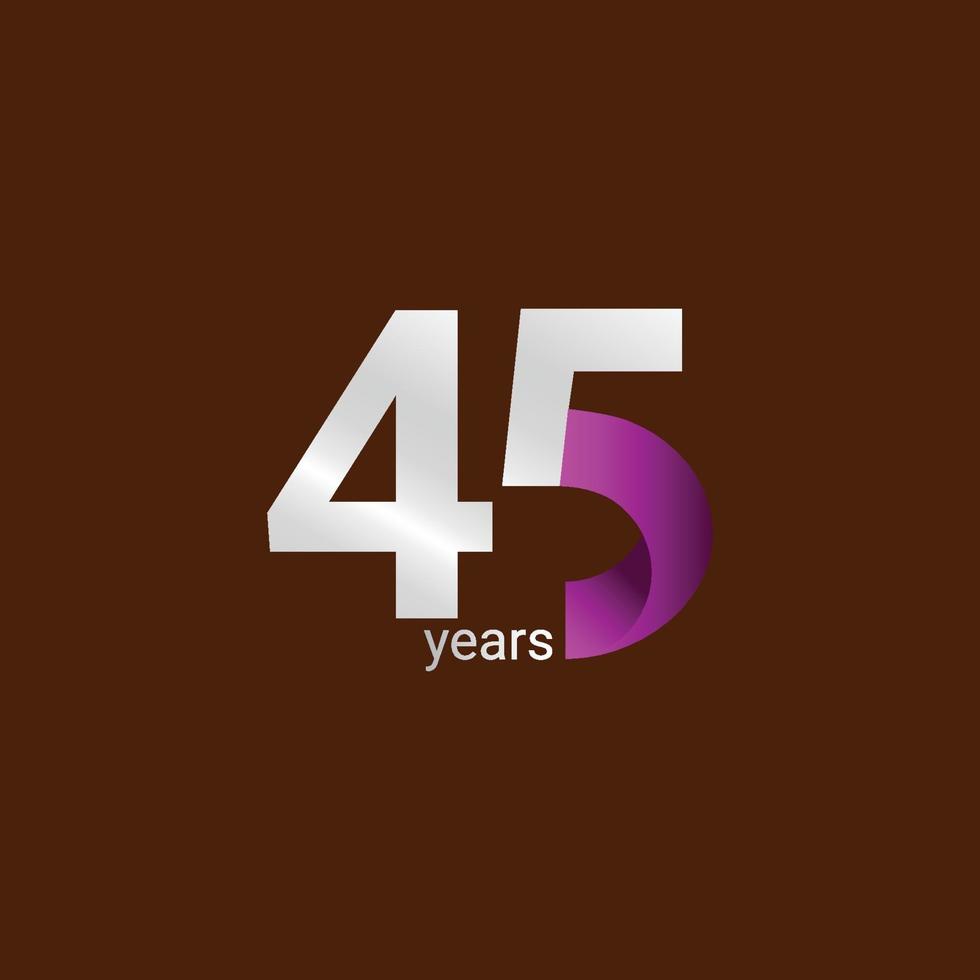 45 Years Anniversary Celebration Vector Template Design Illustration