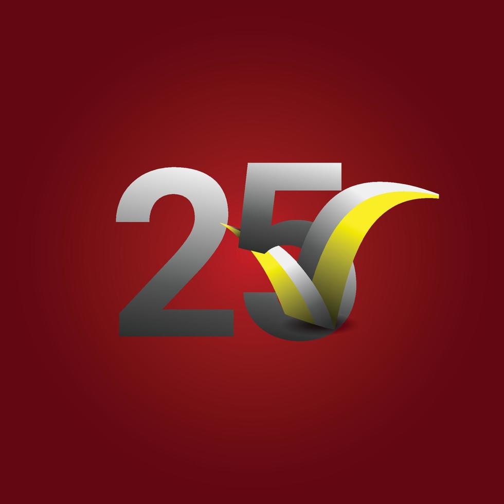 Ilustración de diseño de plantilla de vector de celebración de aniversario de 25 años
