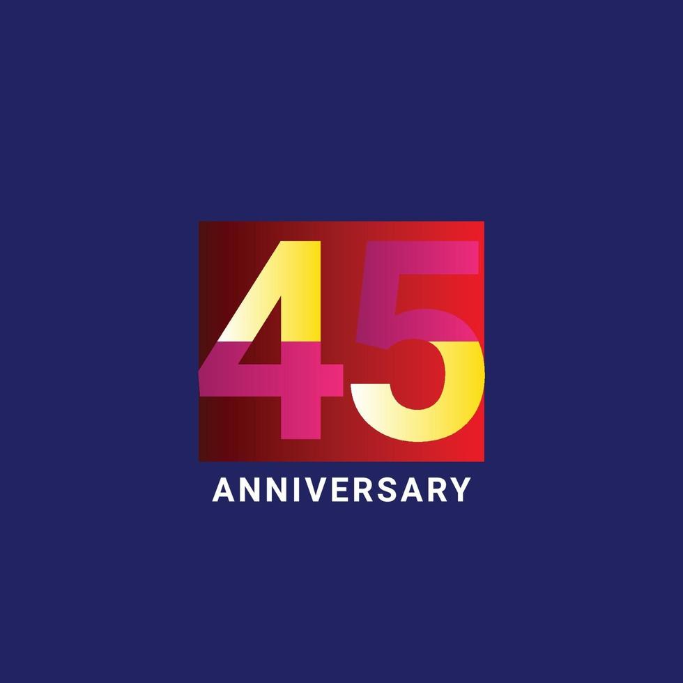 45 Years Anniversary Celebration Vector Template Design Illustration