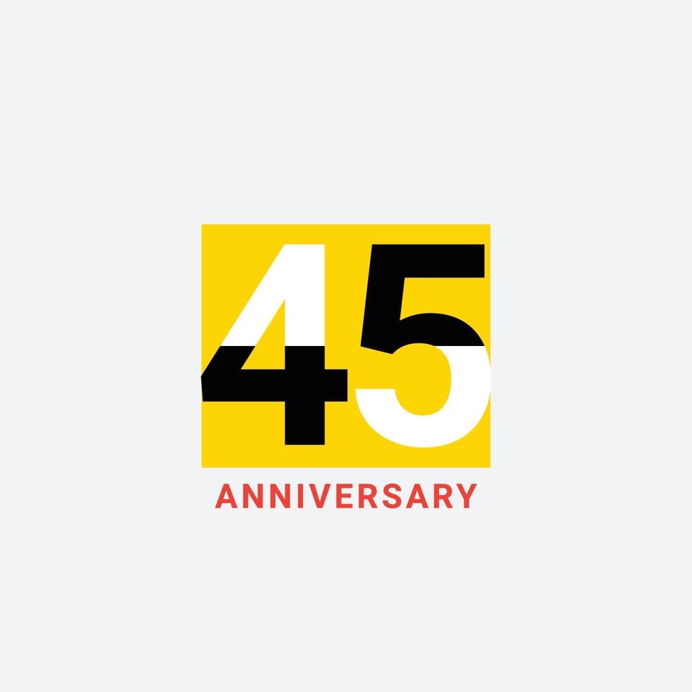 45 Years Anniversary Celebration Vector Template Design Illustration