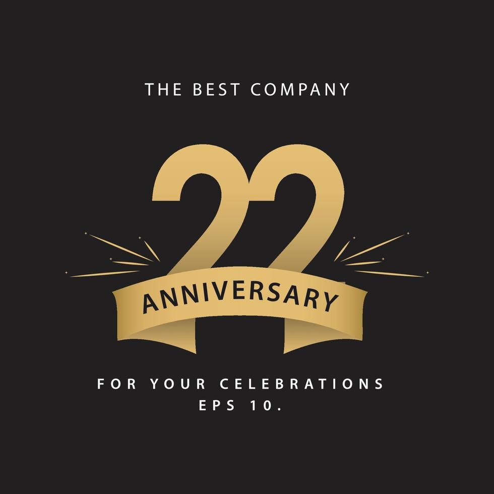 22 Years Anniversary Celebration Vector Template Design Illustration