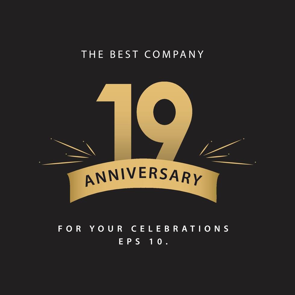 19 Years Anniversary Celebration Vector Template Design Illustration