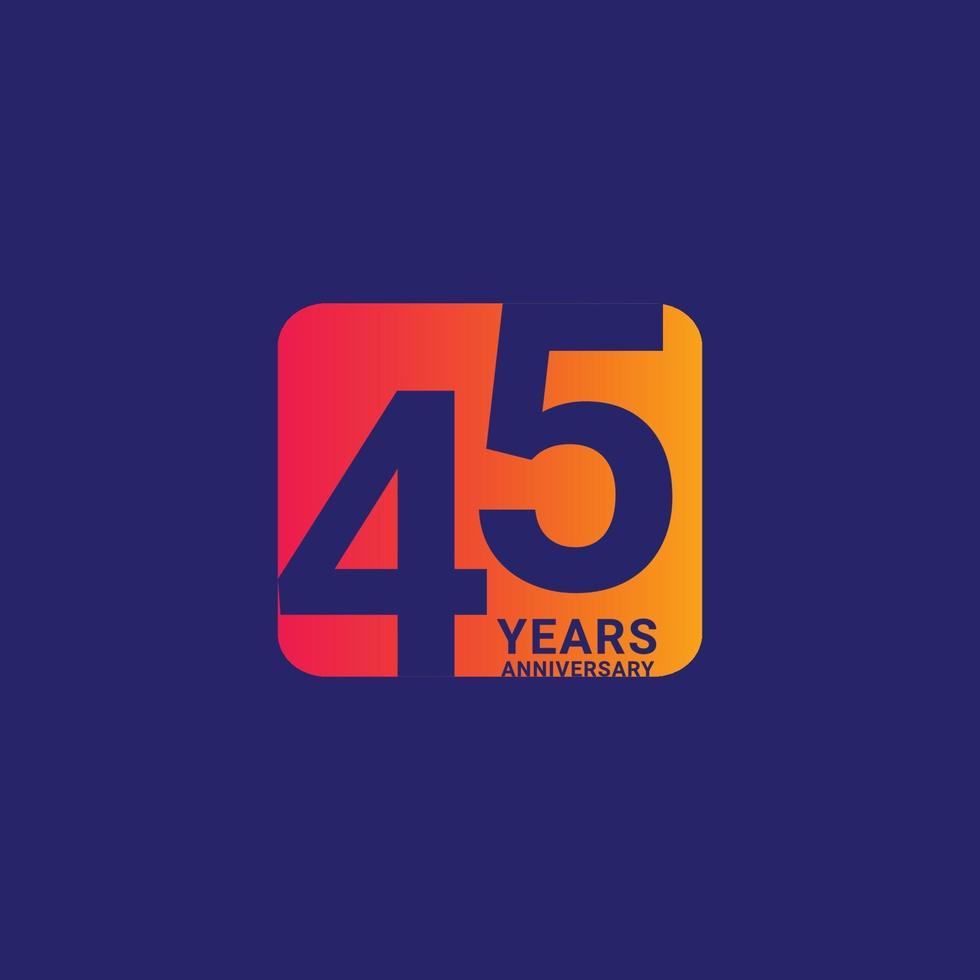 45 Years Anniversary Celebration Vector Template Design Illustration