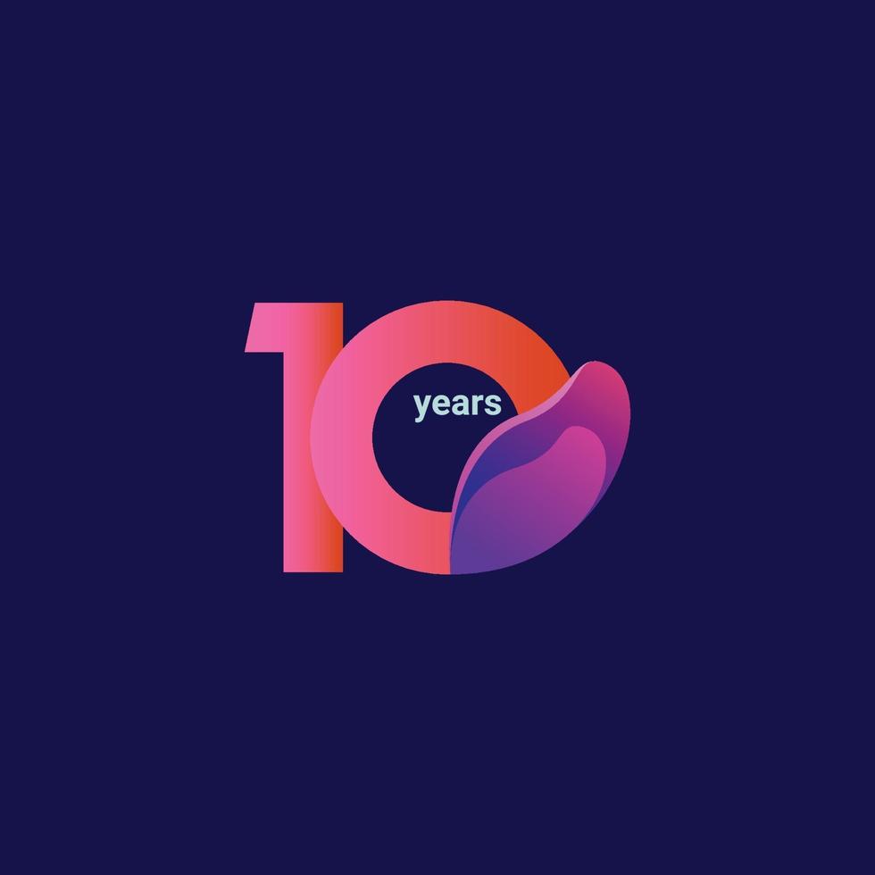 Ilustración de diseño de plantilla de vector de celebración de aniversario de 10 años