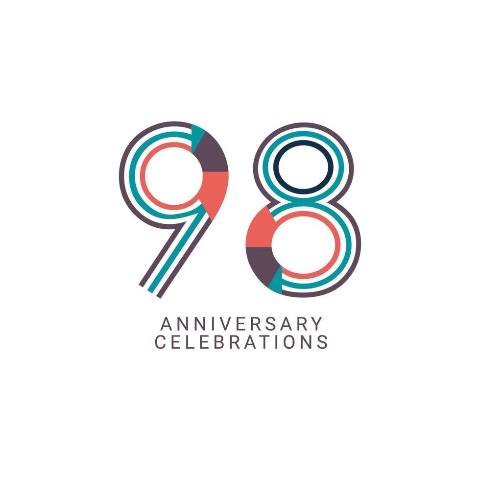 98 Years Anniversary Celebration Vector Template Design Illustration