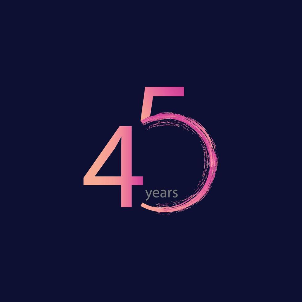 45 Years Anniversary Celebration Vector Template Design Illustration