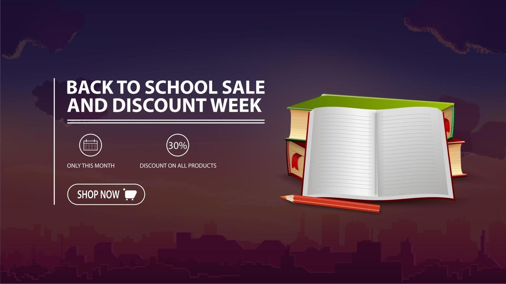 Back to school sale and discount week, discount banner vector