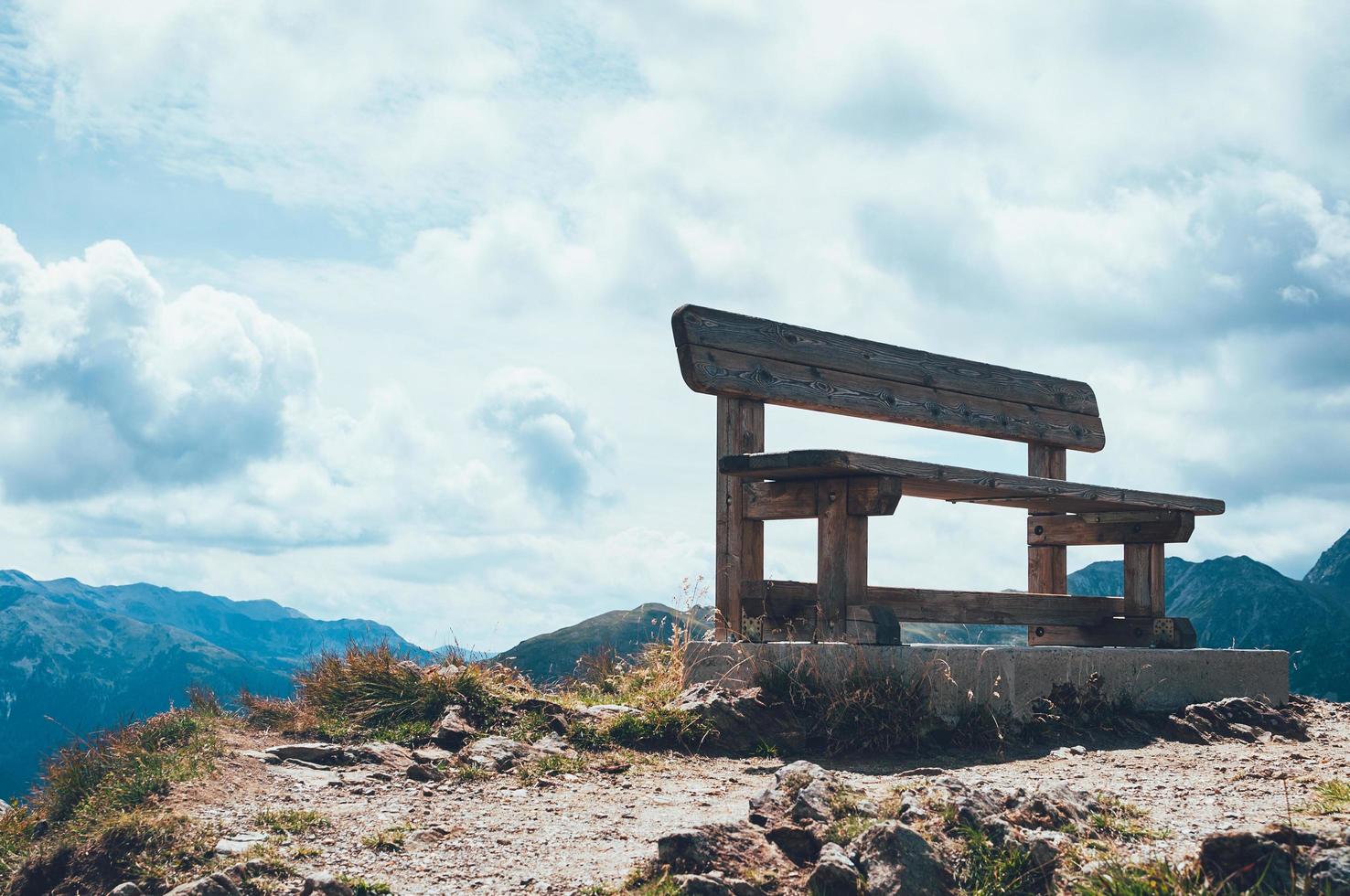 bench at the top of the mountain photo