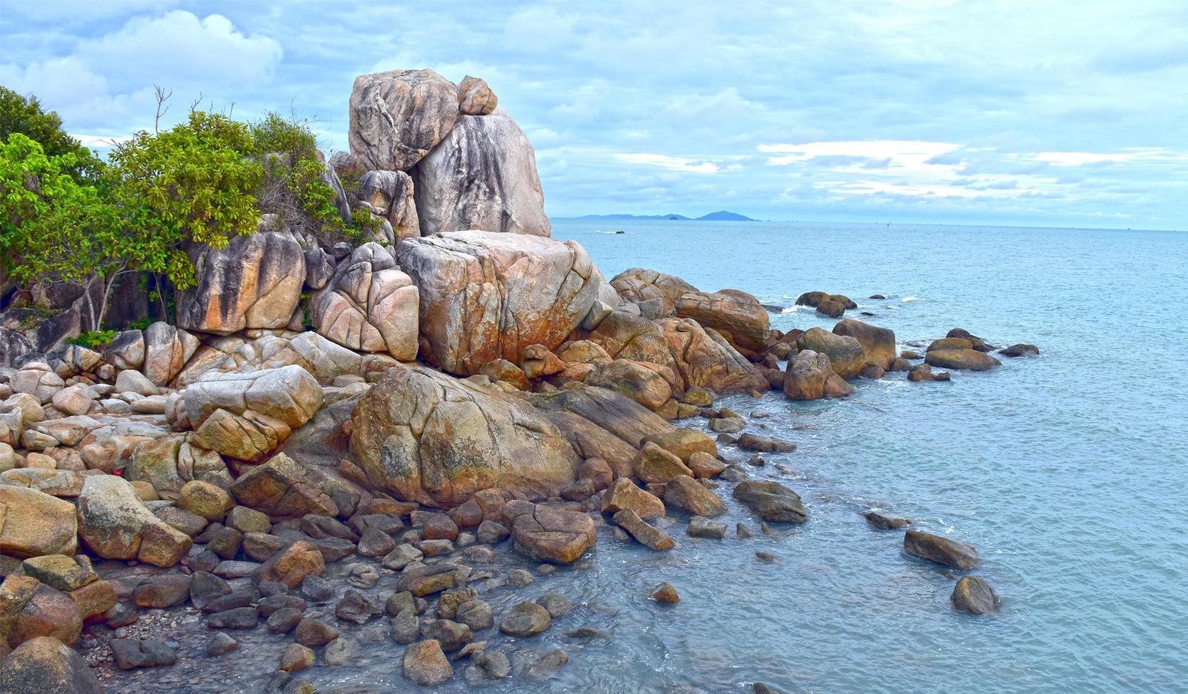 the view of the Garuda Stone on the coast of Bangka Belitung Indonesia photo