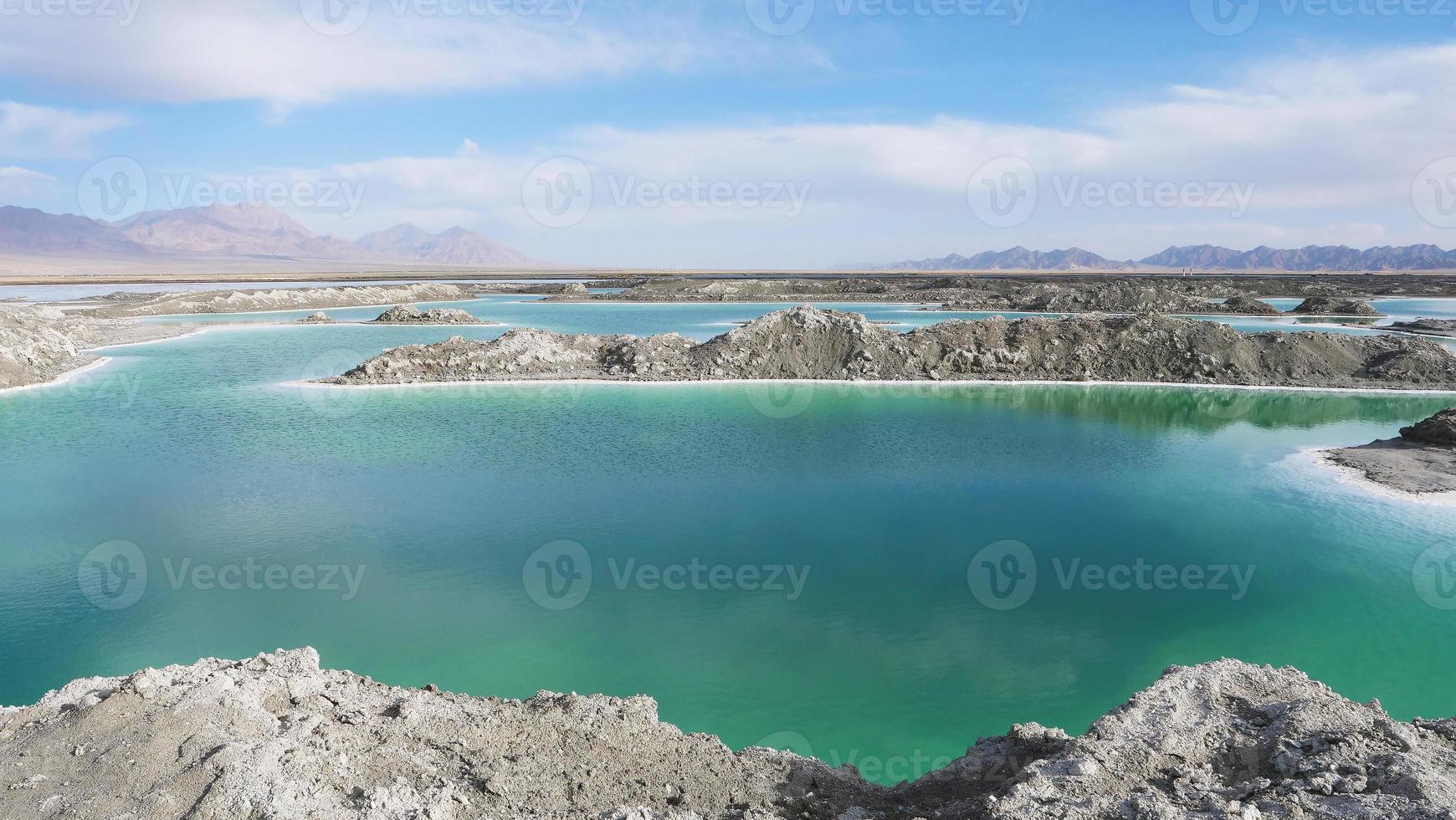 Beautiful nature landscape view of Emerald Salt Lake in Qinghai China photo