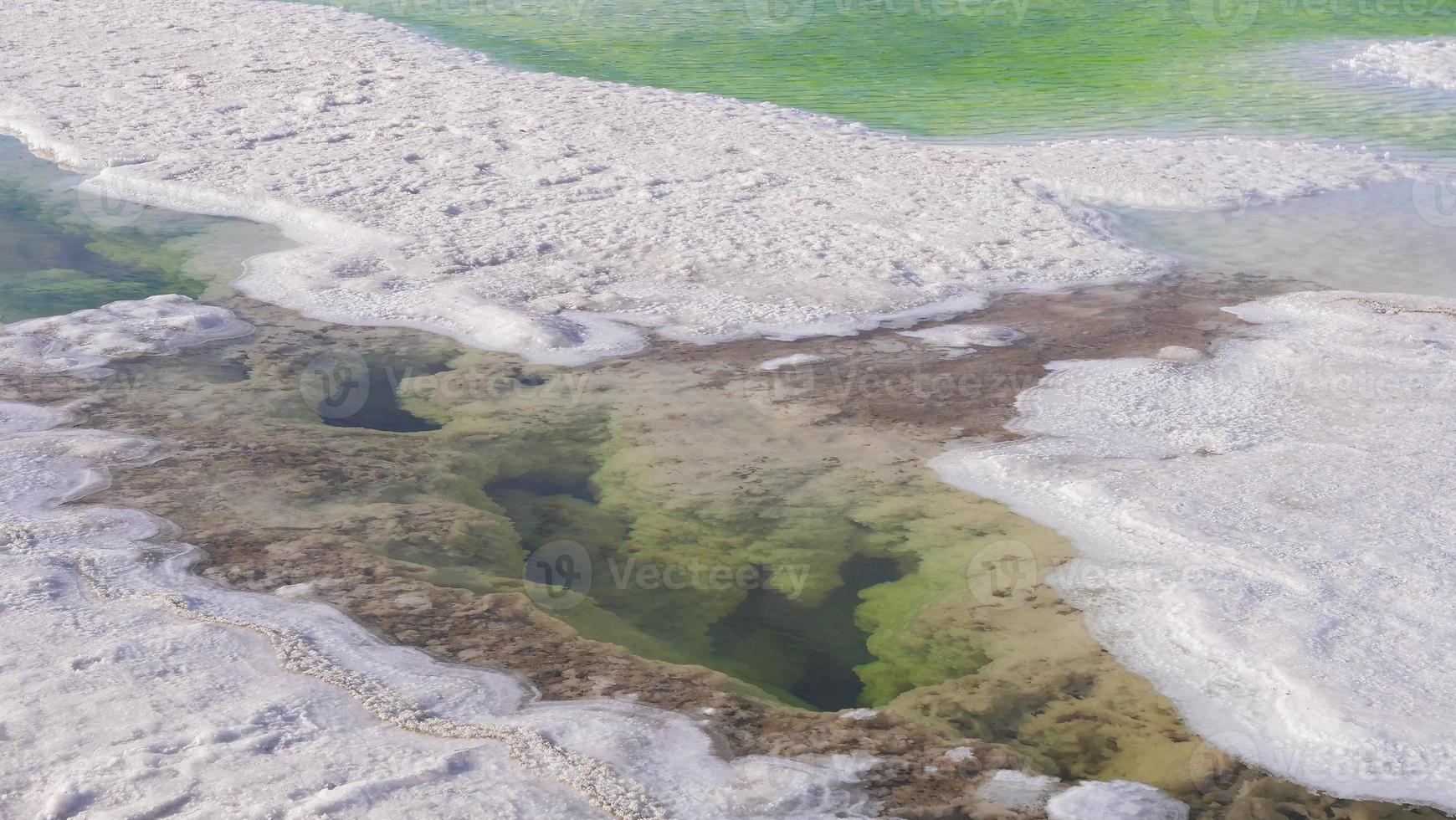 Beautiful nature landscape view of Emerald Salt Lake in Qinghai China photo