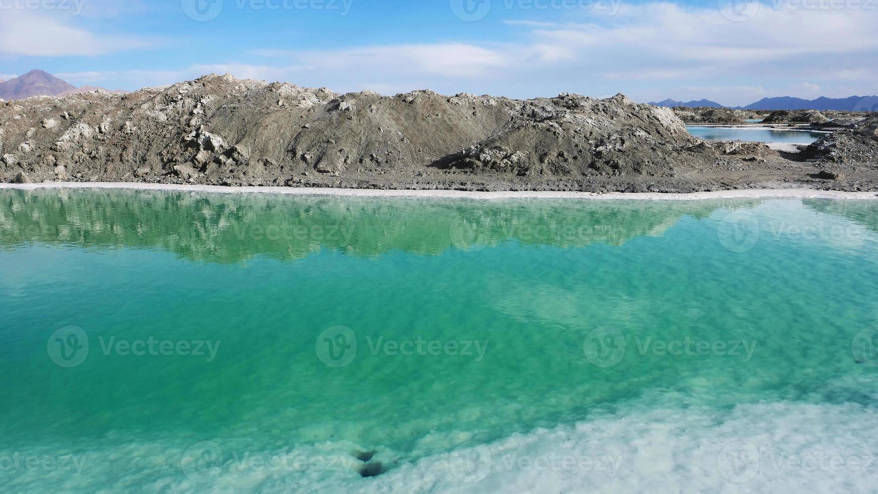 Beautiful nature landscape view of Emerald Salt Lake in Qinghai China photo