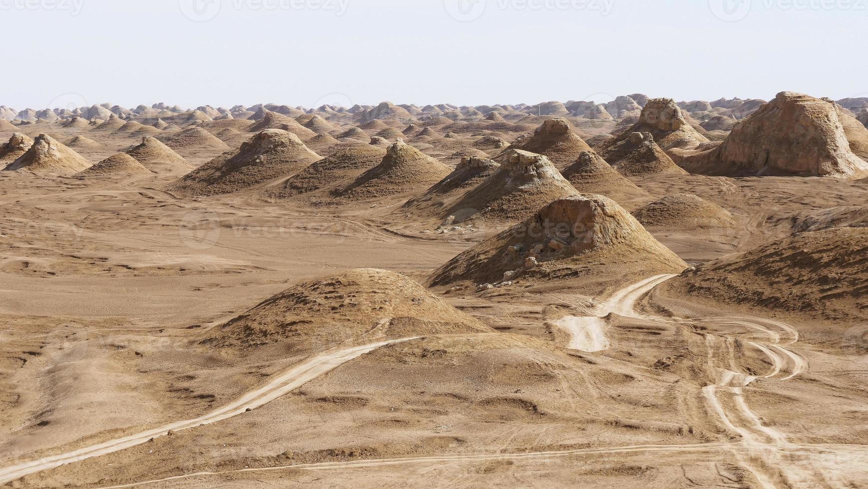 Yardang landform and sunny blue sky in Dunhuang Gansu China photo