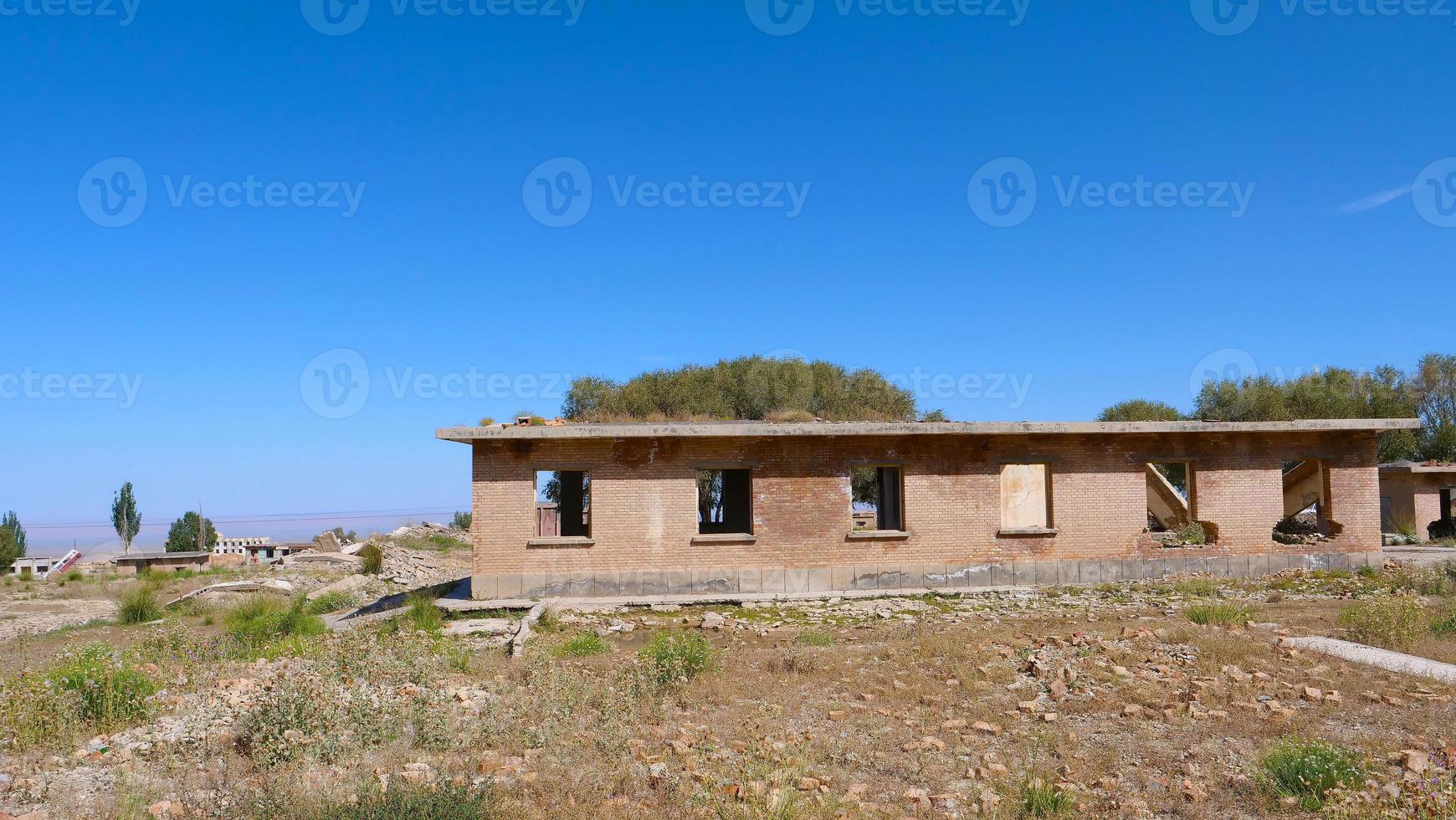 Landscape view of desert small town, a filming location in Gansu China photo