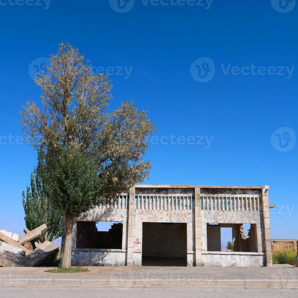 Landscape view of desert small town, a filming location in Gansu China photo