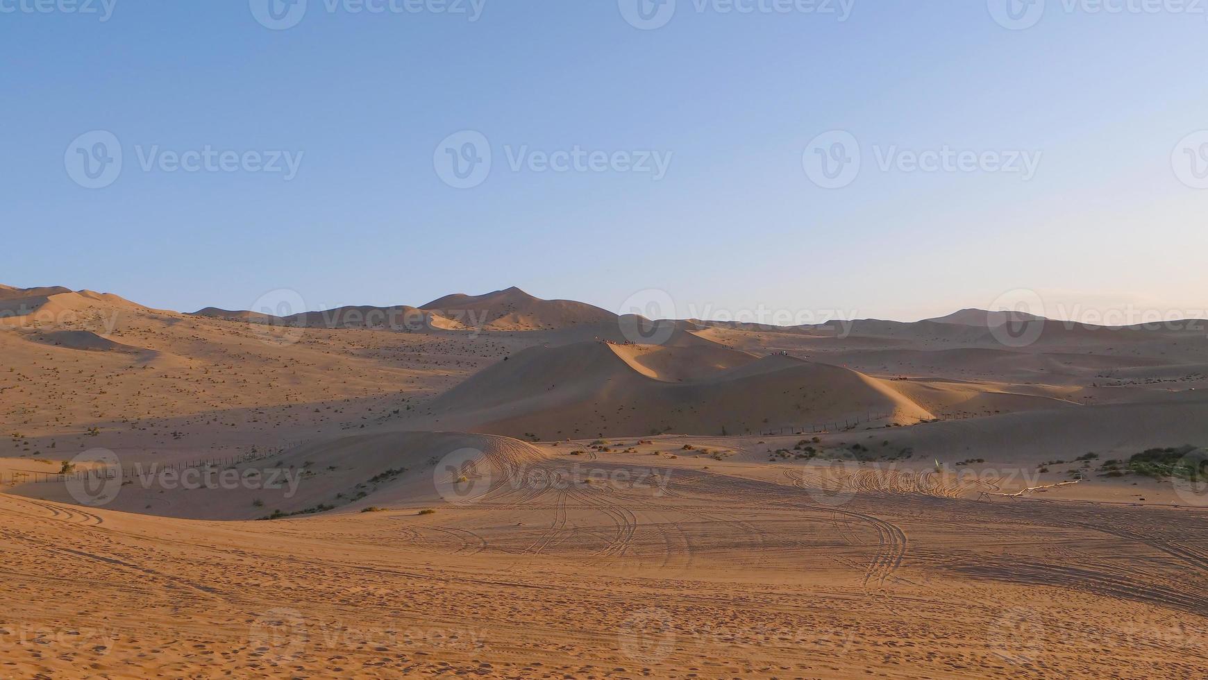 Beautiful dusk landscape view of desert in Dunhuang Gansu China. photo