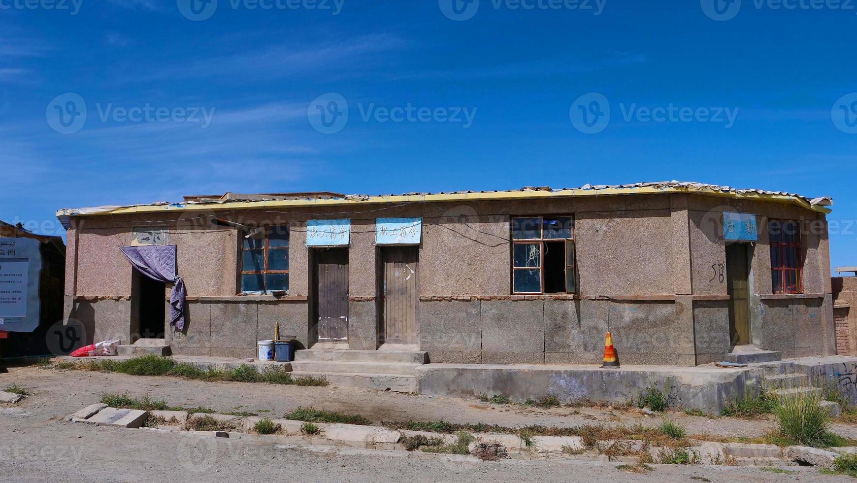 Landscape view of desert small town, a filming location in Gansu China photo