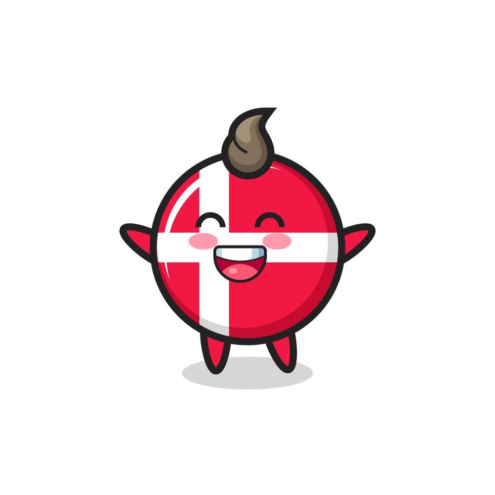 happy baby denmark flag badge cartoon character vector