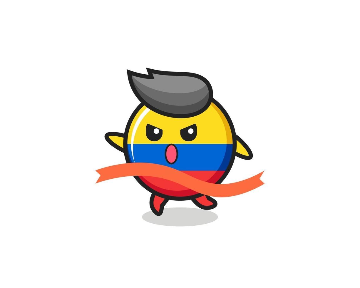cute colombia flag badge illustration is reaching the finish vector