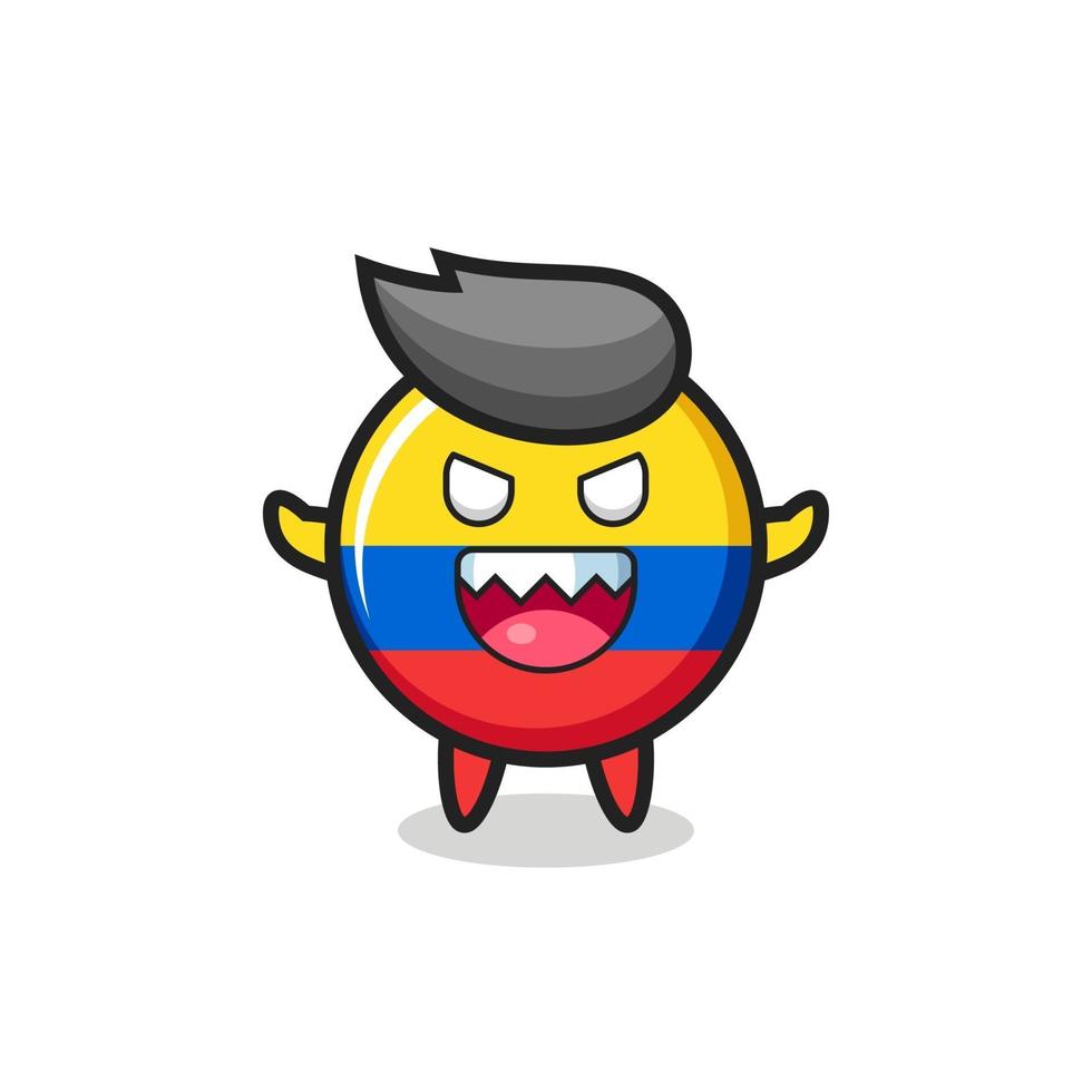 Ilustración del malvado personaje de la mascota de la insignia de la bandera de Colombia vector