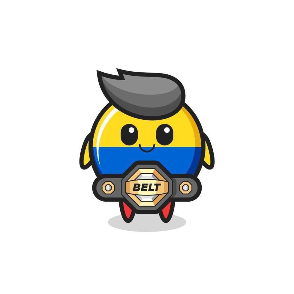 the MMA fighter colombia flag badge mascot with a belt vector