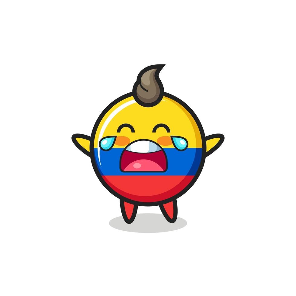 the illustration of crying colombia flag badge cute baby vector