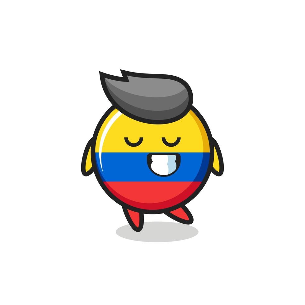 colombia flag badge cartoon illustration with a shy expression vector