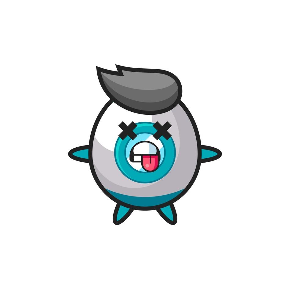 character of the cute rocket with dead pose vector
