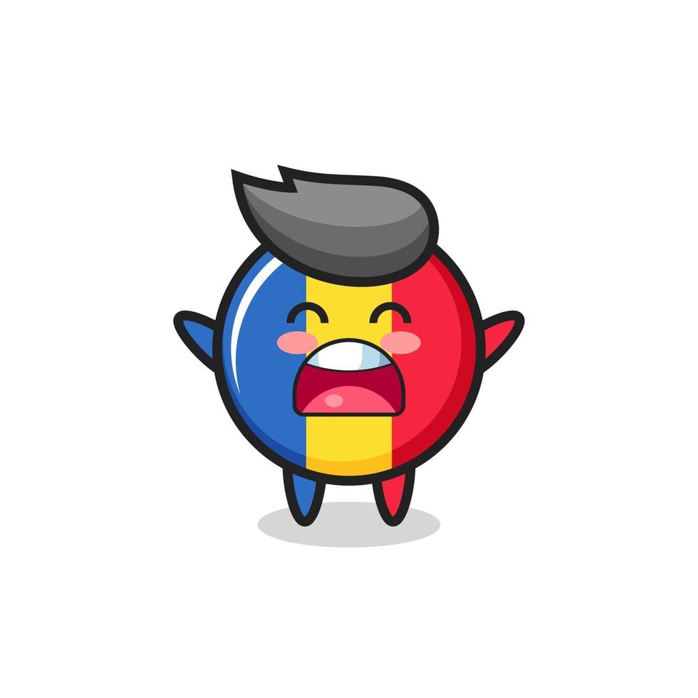 cute romania flag badge mascot with a yawn expression vector