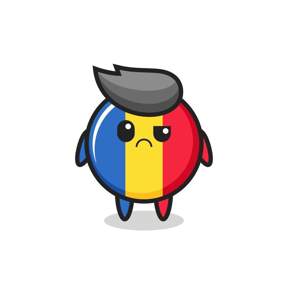 the mascot of the romania flag badge with sceptical face vector