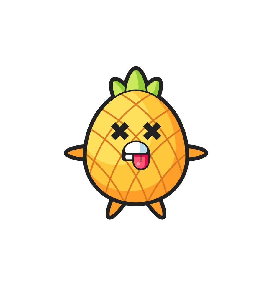 character of the cute pineapple with dead pose vector