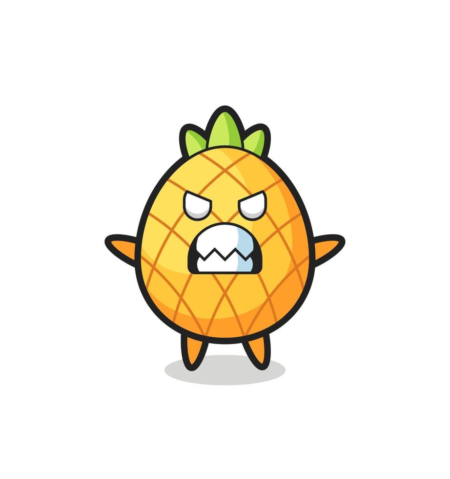 wrathful expression of the pineapple mascot character vector