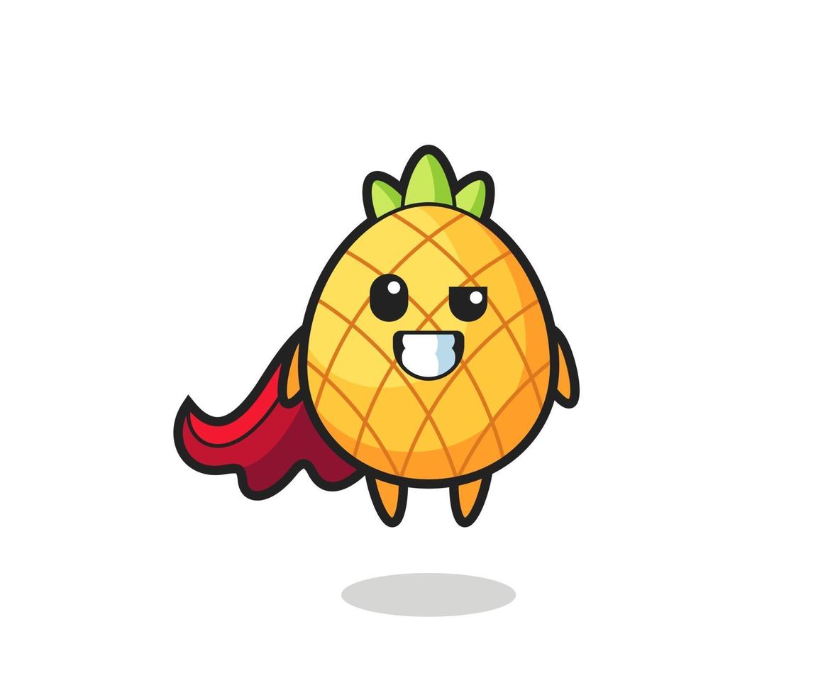 the cute pineapple character as a flying superhero vector