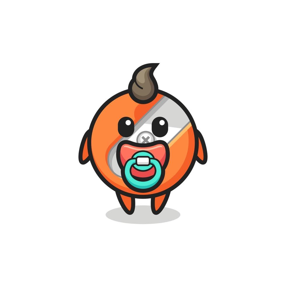 baby pencil sharpener cartoon character with pacifier vector