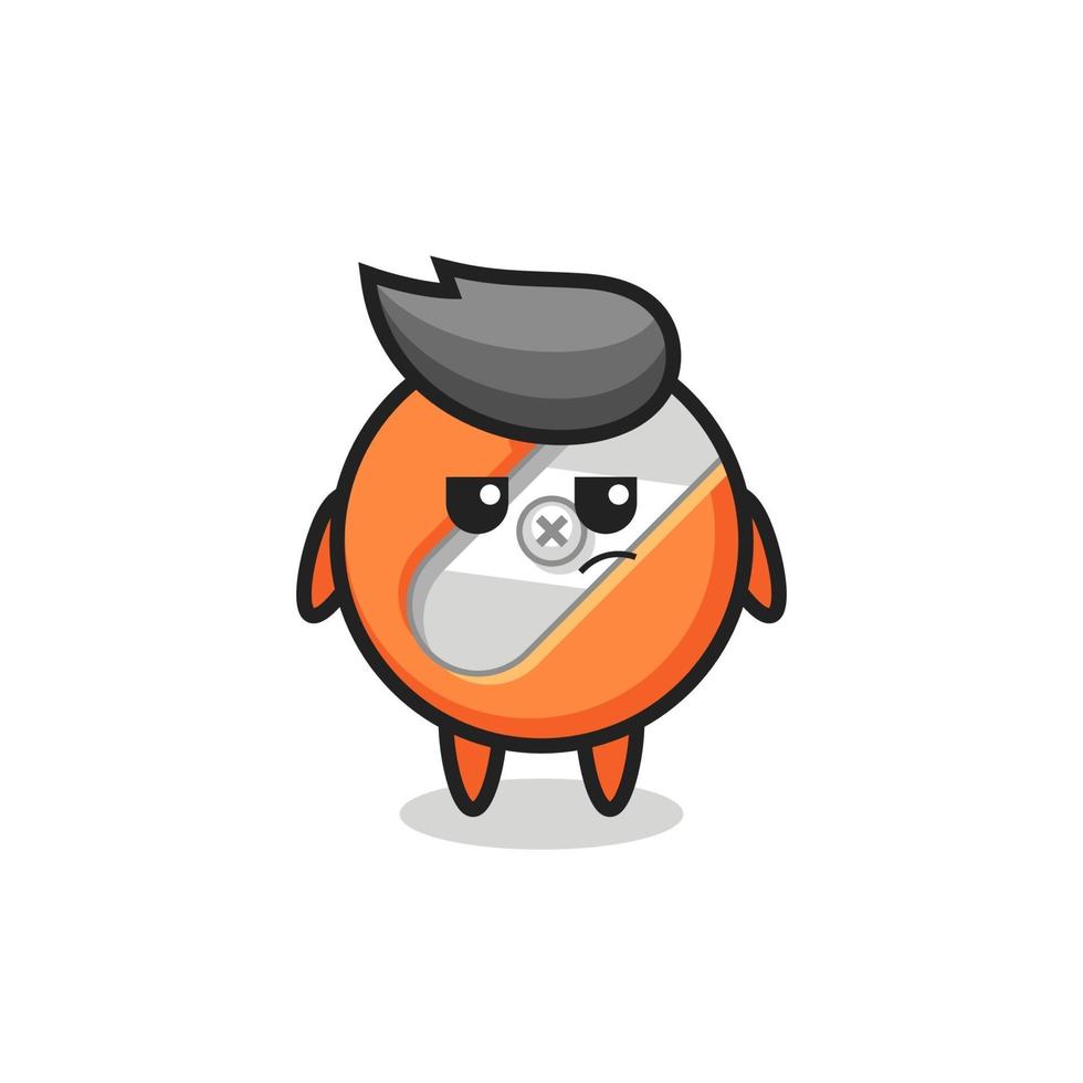 cute pencil sharpener character with suspicious expression vector