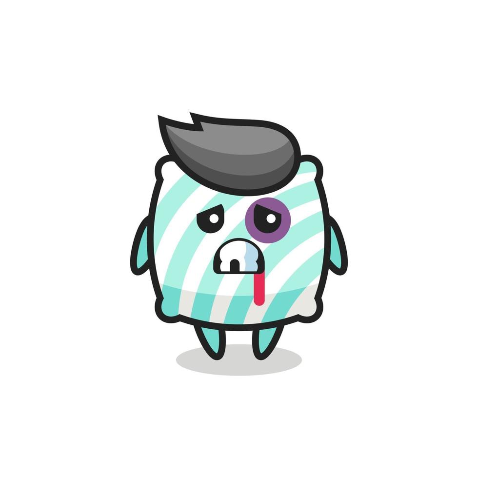 injured pillow character with a bruised face vector